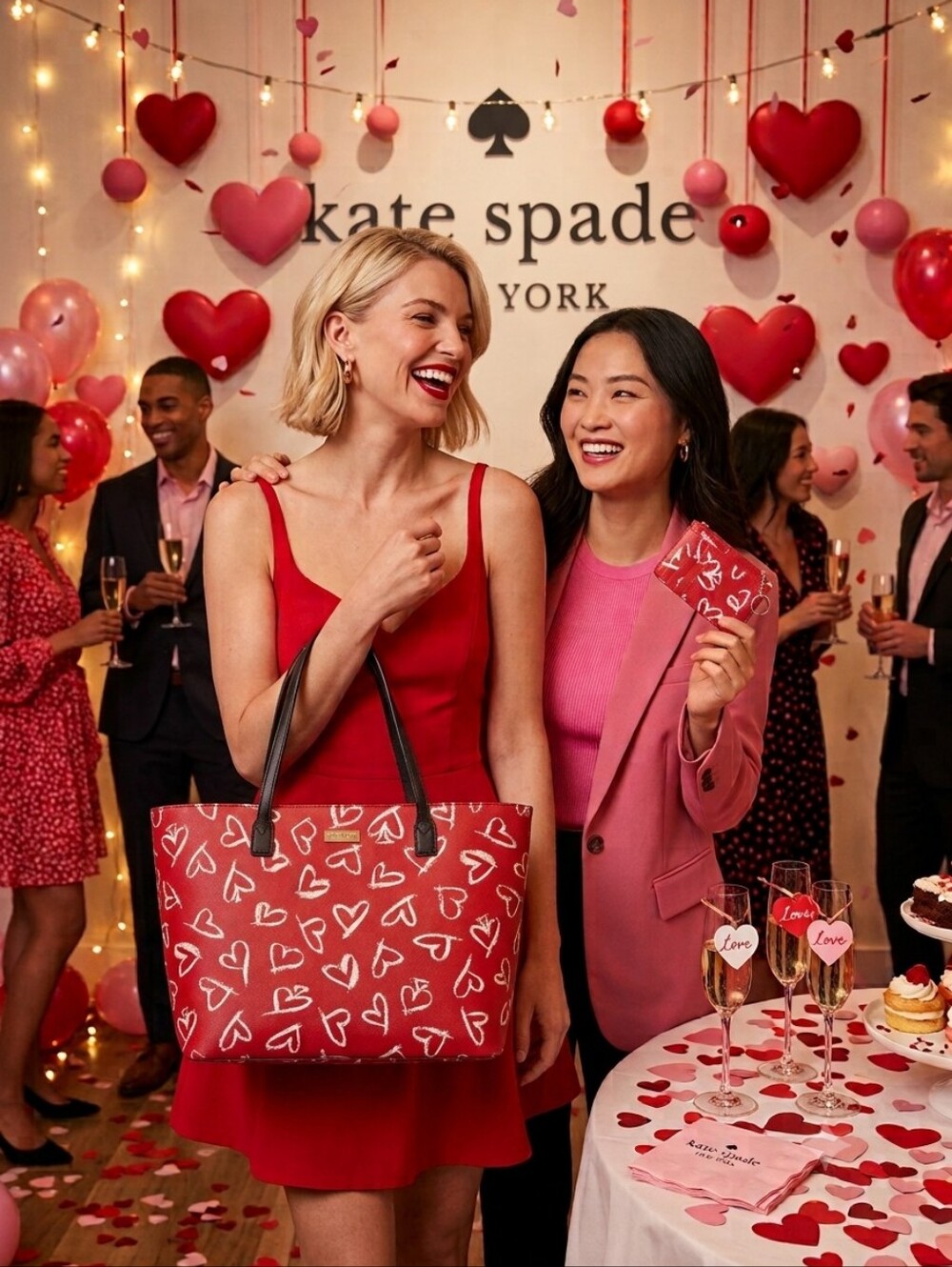 Kate Spade Lipstick Hearts Tote & Cardholder - Picture 4 of 11